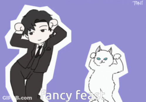 Man And Cat With Fancy Feast GIF