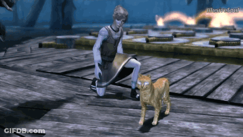 Man And Cat With Illusive Soul GIF