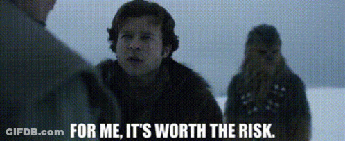 Man And Chewbacca Standing In Snow GIF