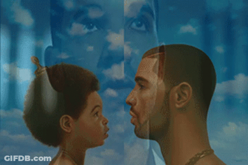 Man And Child With Woman Face In Background GIF