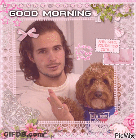 Man And Dog Saying Good Morning GIF