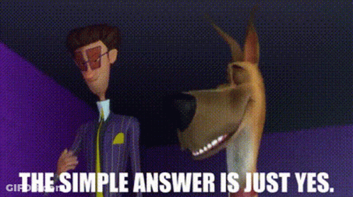 Man And Dog Saying The Simple Answer Is Just Yes GIF
