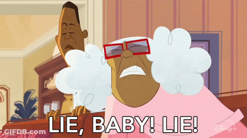 Man And Elderly Woman Lie Baby Lie GIF