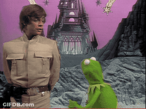 Man And Frog Standing In Front Of Castle GIF