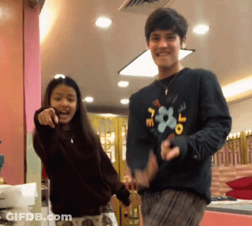 Man And Girl Dancing, Girl Pointing GIF