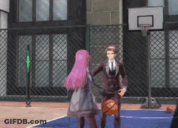 Man And Girl Holding Basketball On Court GIF