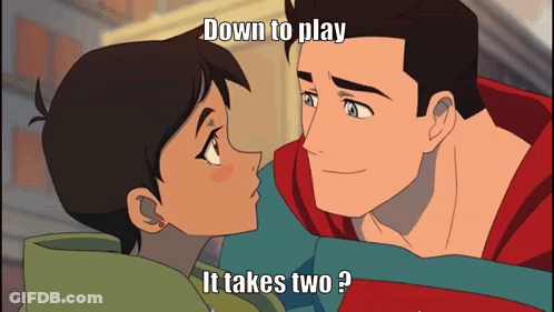 Man And Girl Looking At Each Other Down To Play It Takes Two GIF