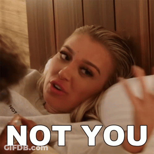 Man And Girl Looking At Each Other Saying Not You GIF