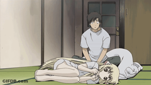 Man And Girl Lying On Floor GIF