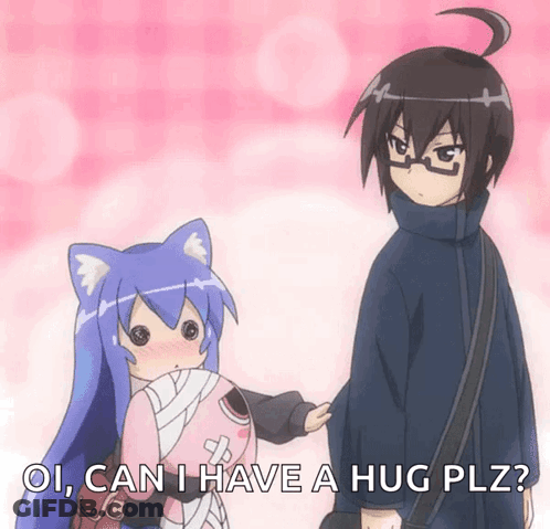Man And Girl Standing Together Girl Says Can I Have A Hug Plz GIF