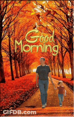 Man And Girl Walking With Good Morning GIF