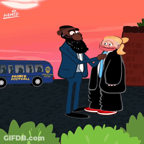 Man And Girl With France Football Bus GIF