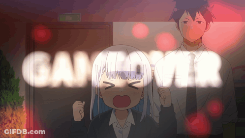 Man And Girl With Game Over Sign GIF