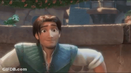 Man And Horse Standing Together In Tangled GIF