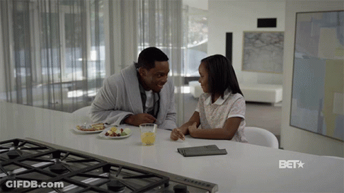 Man And Little Girl At BET Counter GIF