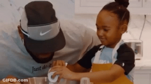 Man And Little Girl Cooking Together GIF