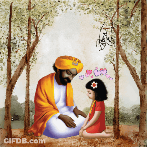 Man And Little Girl With Hearts GIF