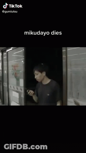 Man And Mikudayo Doll At 7-Eleven GIF