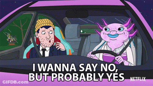 Man And Pink Axolotl In Car Saying I Wanna Say No GIF
