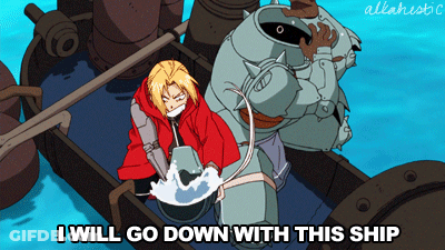 Man And Robot Saying I Will Go Down With This Ship GIF
