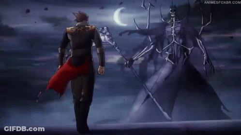Man And Skeleton Standing Together GIF