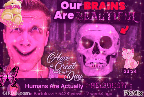 Man And Skull Our Brains Are Beautiful GIF