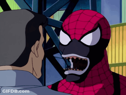 Man And Spider-Man With Mouth Wide Open GIF