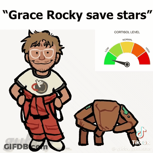 Man And Spider Saying Grace Rocky Save Stars GIF