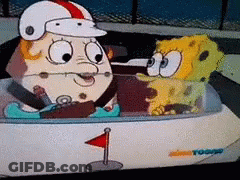 Man And SpongeBob In Boat With Nickelodeon Logo GIF