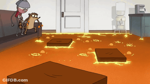Man And Squirrel On Couch In Lava Living Room GIF