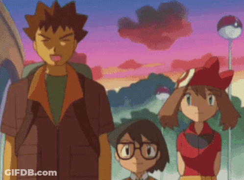 Man And Two Girls Pixelated Cartoon GIF