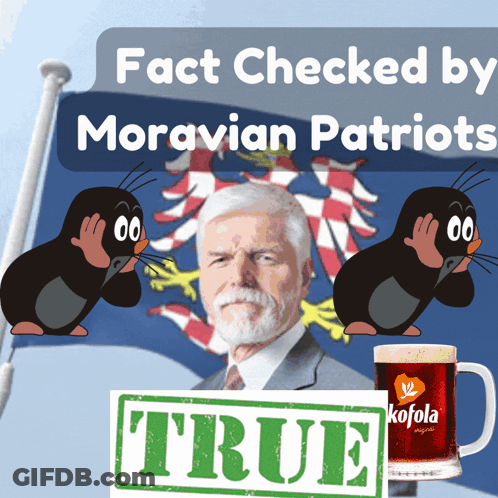 Man And Two Moles With Kofola Beer Mug GIF