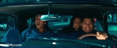 Man And Two Women Sitting In Car GIF