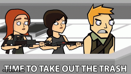 Man And Two Women Time To Take Out The Trash GIF