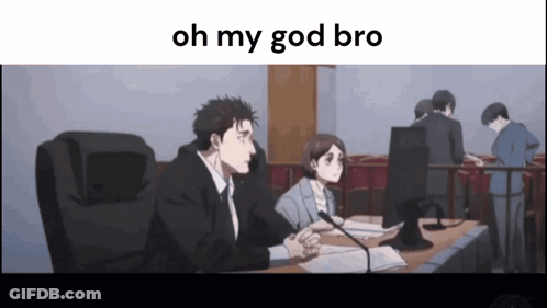 Man And Woman At Desk With Microphone Saying Oh My God Bro GIF
