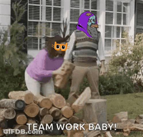 Man And Woman Beside Logs Team Work Baby GIF