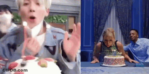 Man And Woman Blowing Out Birthday Cake Candles GIF