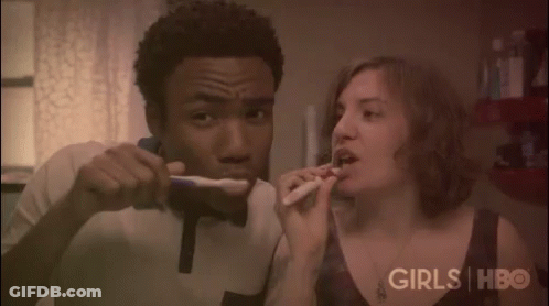 Man And Woman Brushing Teeth In HBO Ad GIF