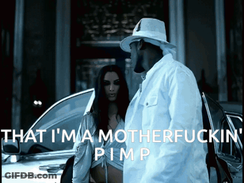 Man And Woman By Car Saying That I'm A Motherfucking Pimp GIF