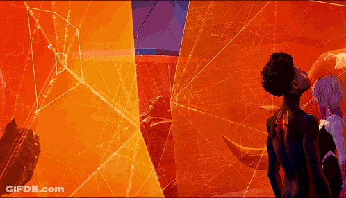 Man And Woman By Orange And Purple Wall GIF