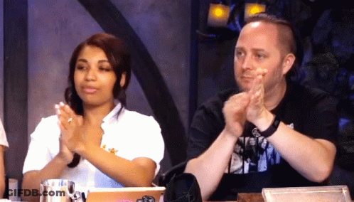 Man And Woman Clapping At Table GIF