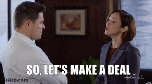 Man And Woman Conversation Saying Lets Make A Deal GIF