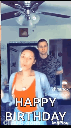 Man And Woman Dancing Happy Birthday GIF