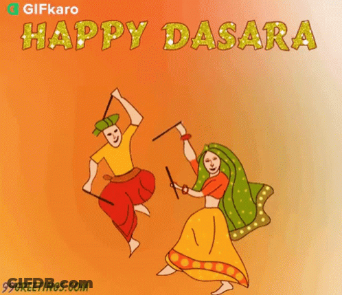 Man And Woman Dancing Happy Dasara GIF