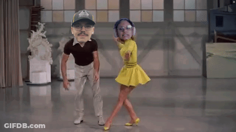 Man And Woman Dancing, Hat Saying Mountain GIF