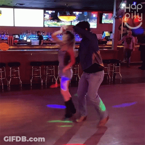 Man And Woman Dancing In Bar Hop Pily GIF