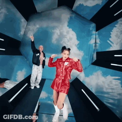 Man And Woman Dancing In Cloudy Room GIF