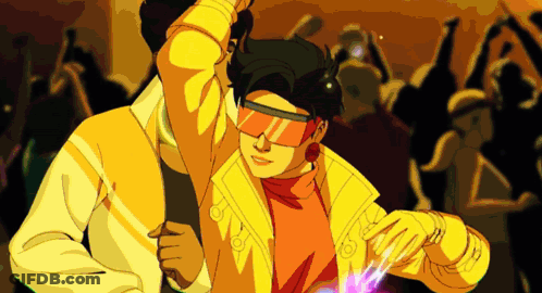 Man And Woman Dancing In Front Of Crowd GIF