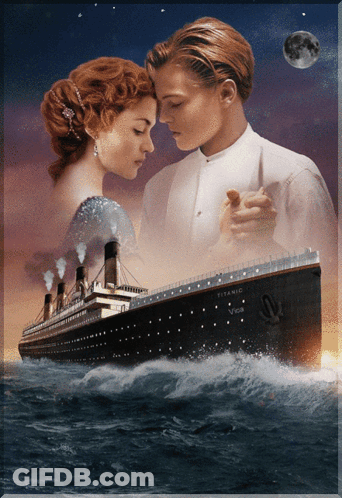 Man And Woman Dancing In Front Of The Titanic GIF