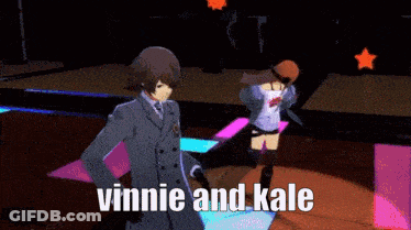 Man And Woman Dancing In Video Game Vinnie And Kale GIF
